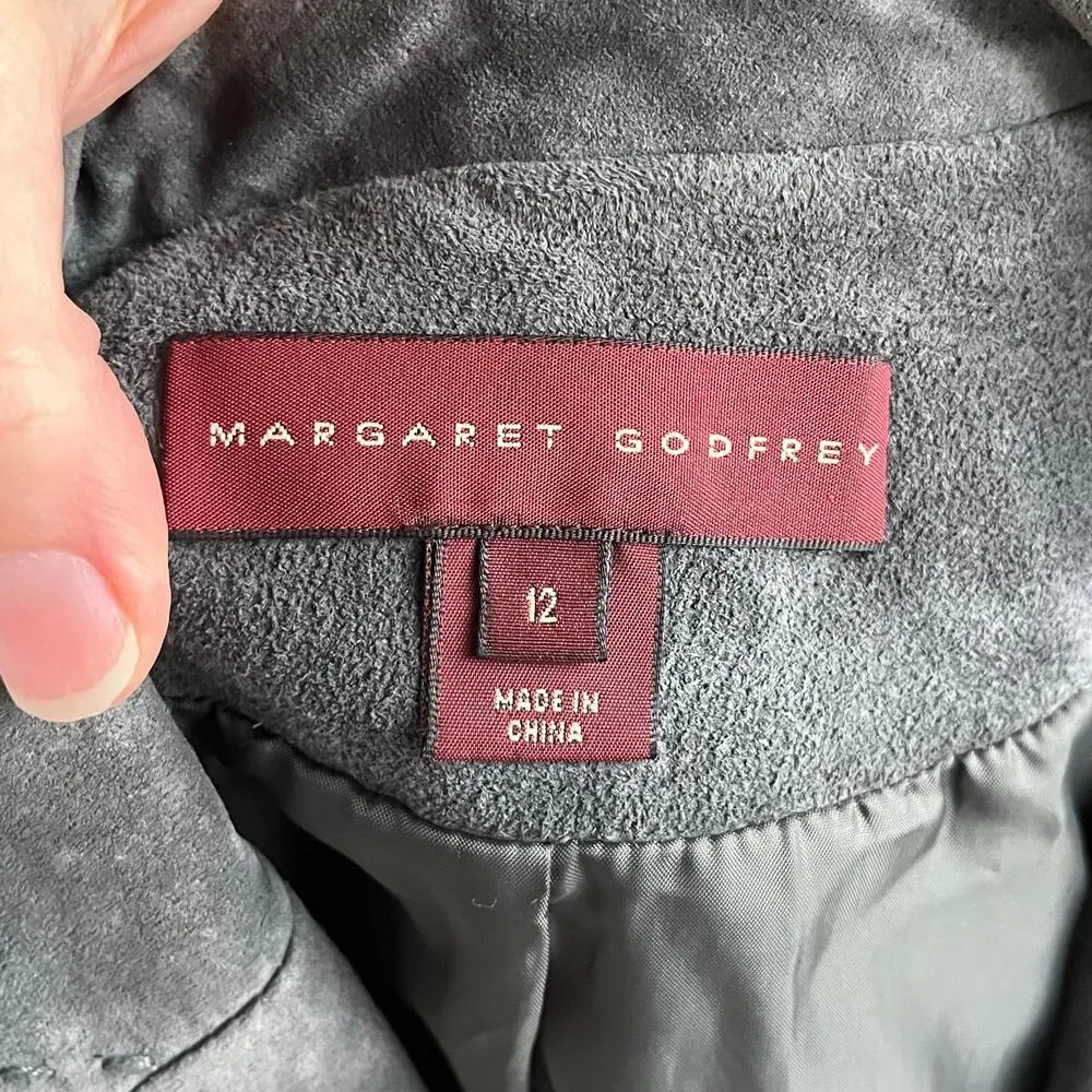 Margaret Godfrey Women's Vintage Grey 100% Leather Suede Jacket Size 12 Gray - Image 10