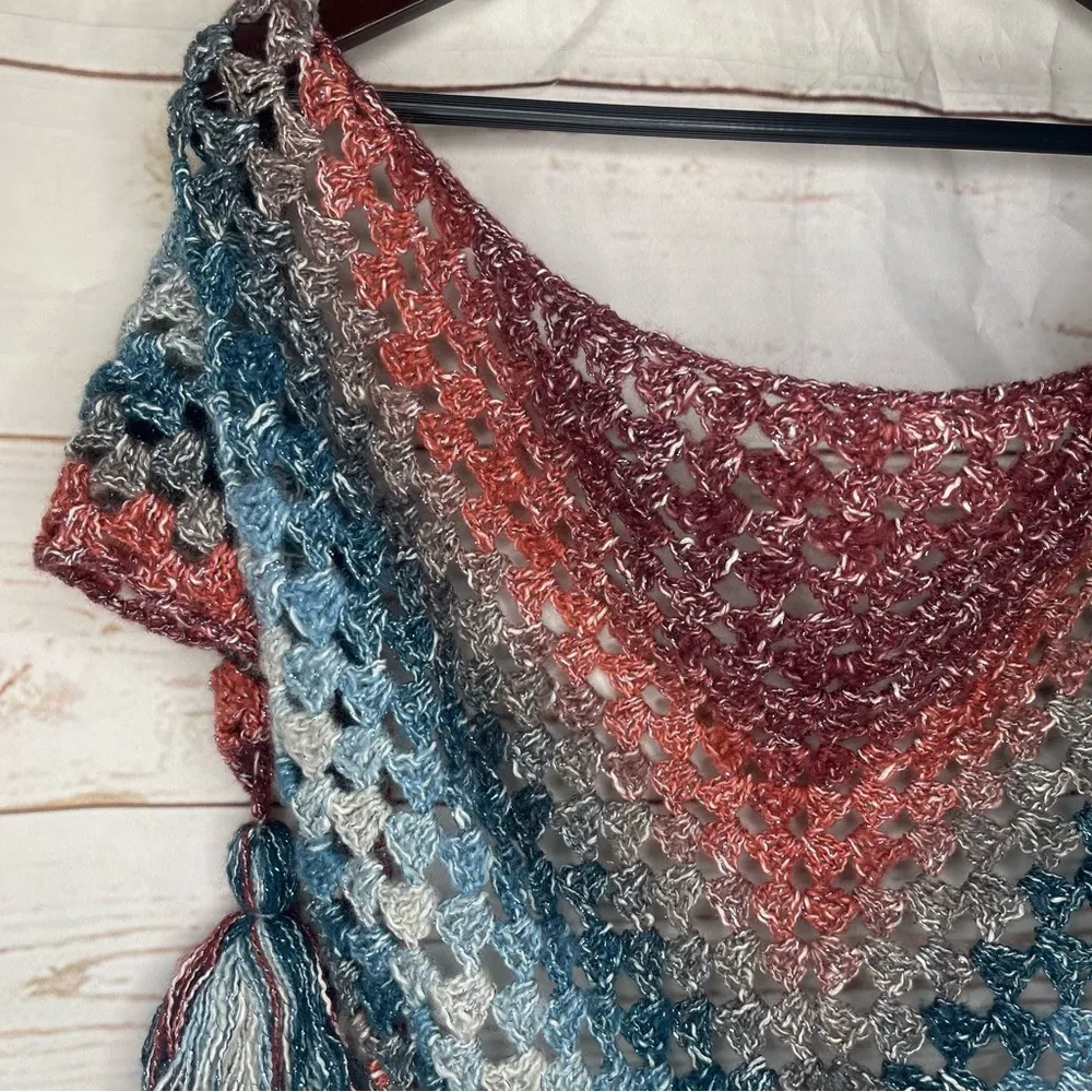 Handmade • Crochet Set • Scarf/Shawl Gloves Headband • Boho • Spring • F… Blue - Image 7