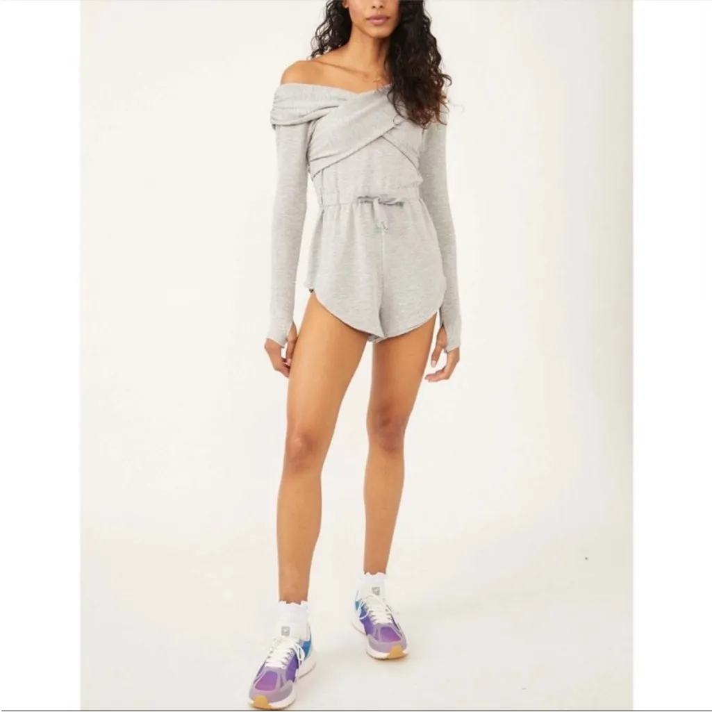 Free People Movement Love Spell One Piece Romper Heathered Grey - Image 5