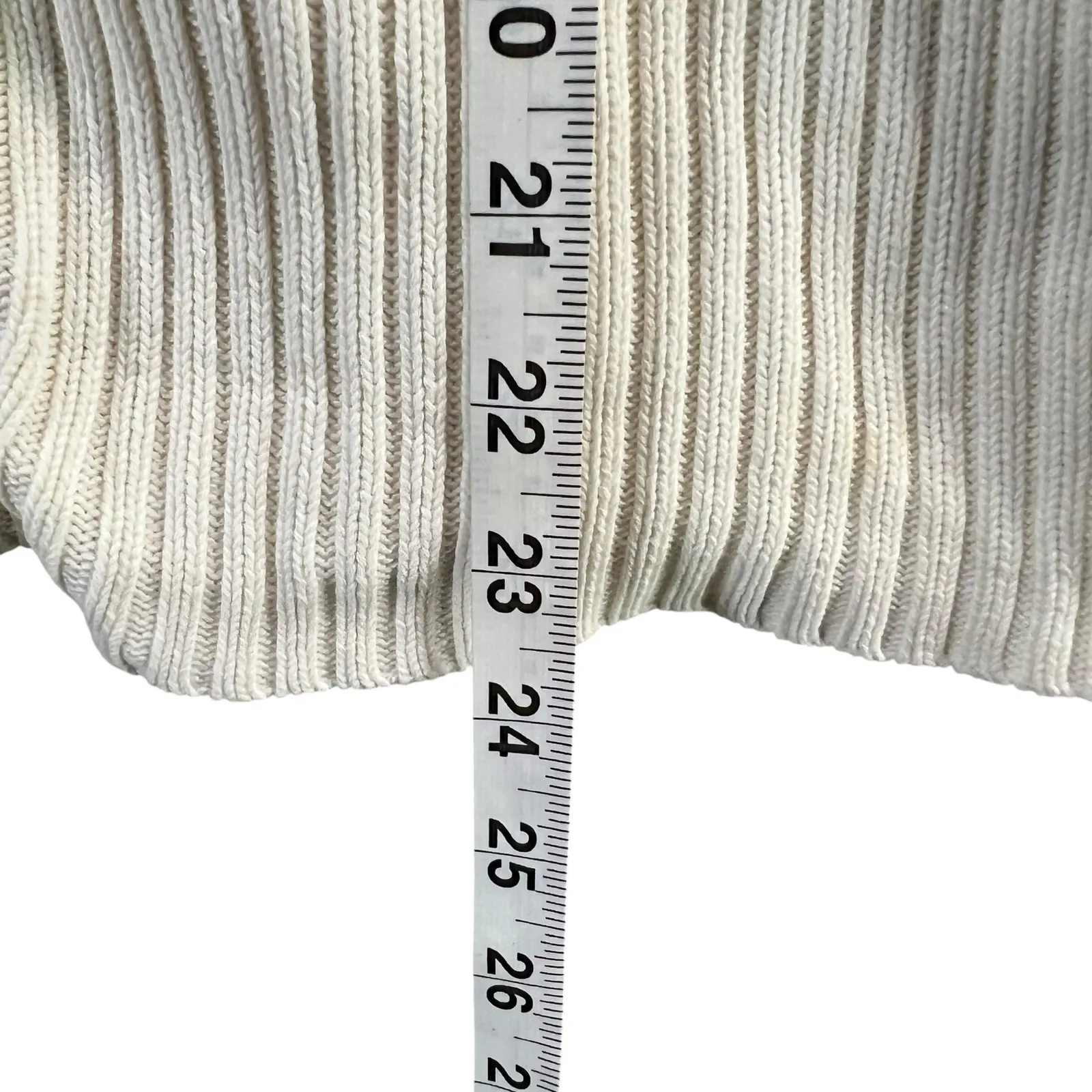 DKNY Y2K Sweater Jacket Womens M Cream Ribbed Full Zip Turtle Neck Classic Retro - Image 11