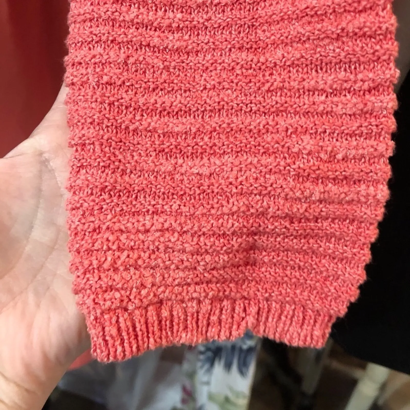 Calvin Klein Orange Knit Pullover Sweater V Neck Womens XL Chunky Knit Fall - Image 4