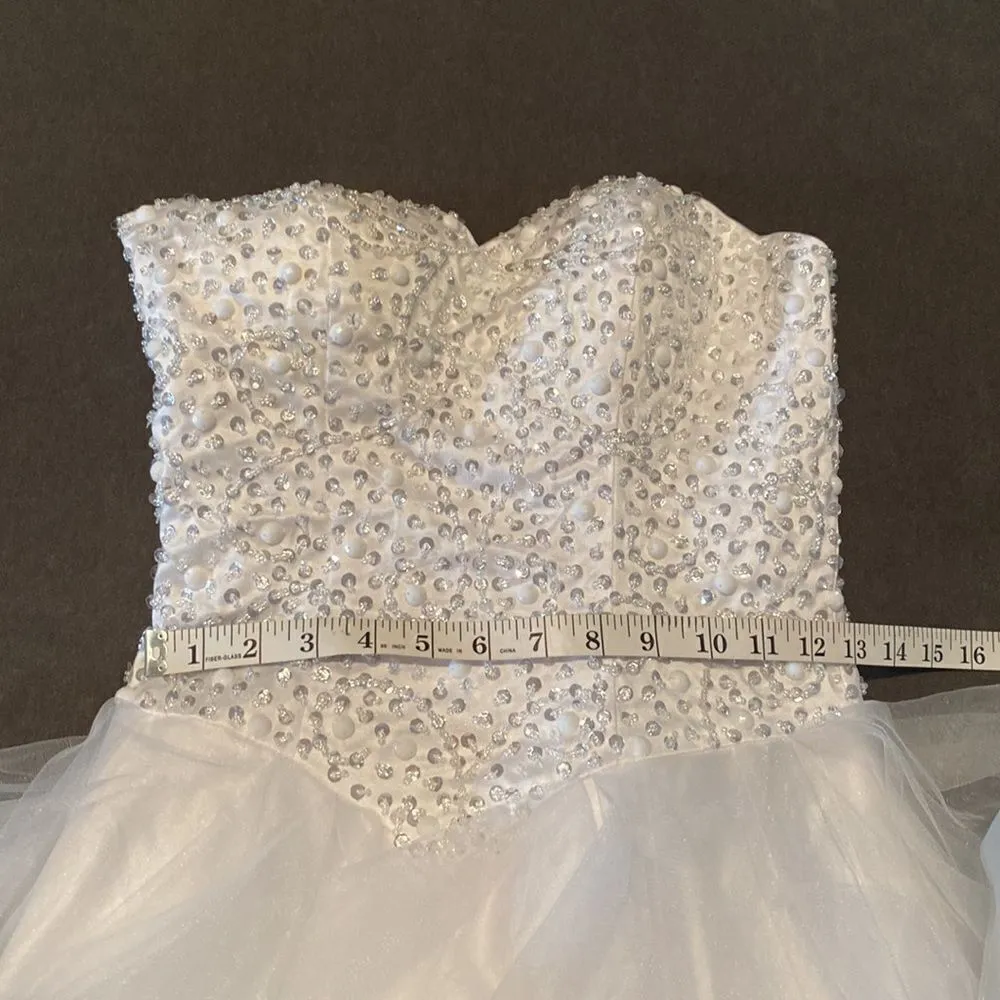 Women’s Wedding Dress Sweetheart Neckline Corset Back Ruffle Skirt Size S White - Image 10