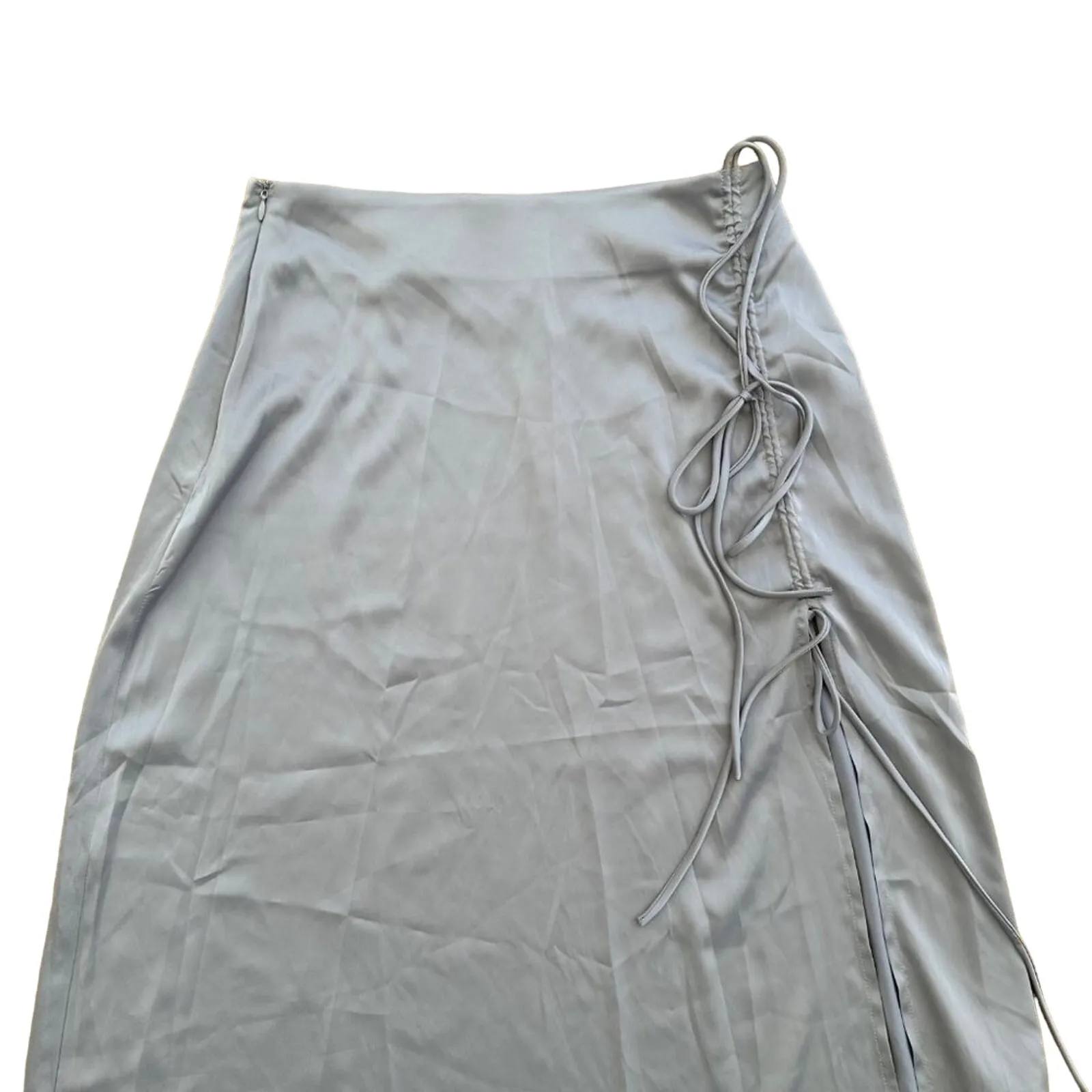 Amanda Steele Matching Two Piece Bra and Midi Skirt in Steel Metallic Grey Silver - Image 2