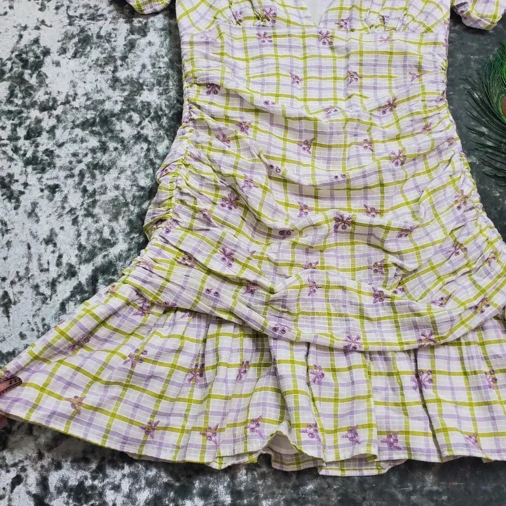 Zara Checkered Draped Floral Dress - Image 2