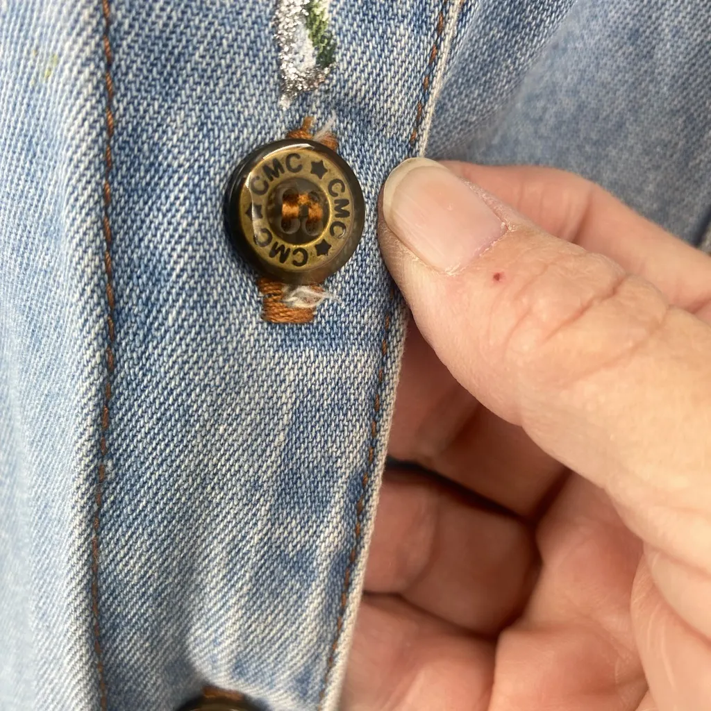 CMC by Color me cotton‎ vintage hand painted denim dress Size undefined - Image 4