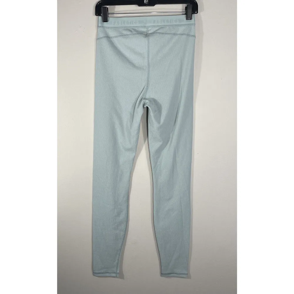 Fabletics Leggings Women's M Pull On Waffle Knit Mint Elastic Waist Athletic - Image 4