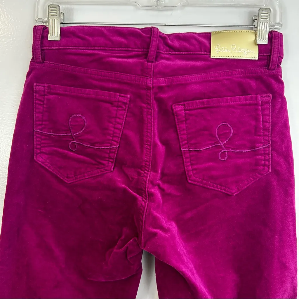 NWT Lilly Pulitzer South Ocean High Rise Plush Skinny Velvet Berry Pants Size 4 - Image 10