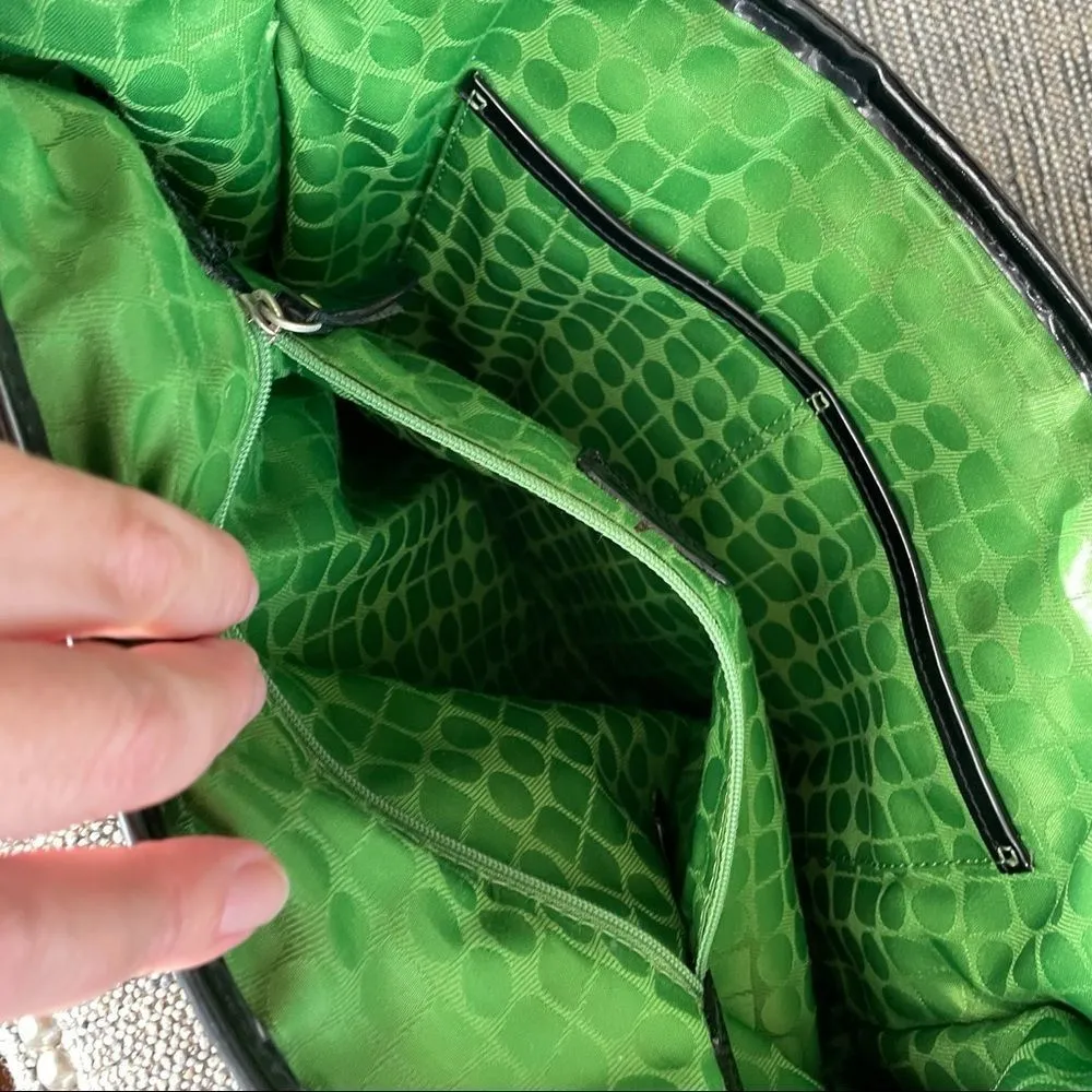 Kate Spade Classic Noel Daisy Shopper Tote Bag Jacquard Black Cream Patent Trim - Image 11