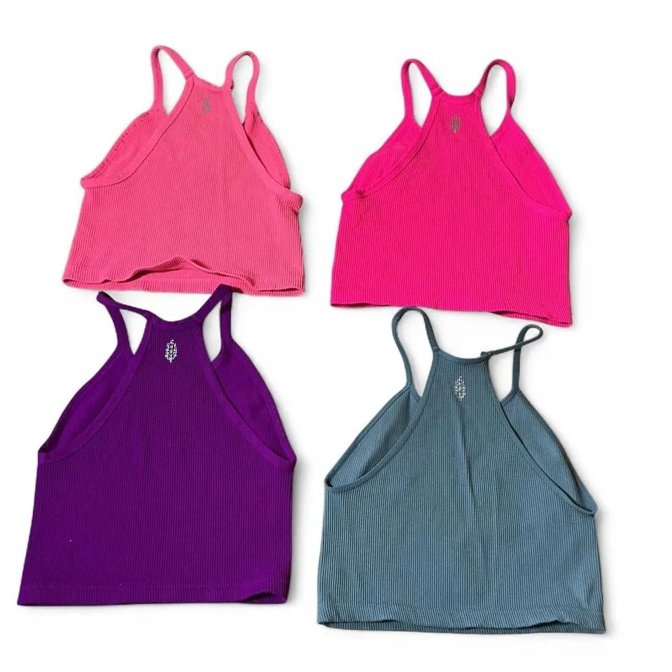 Free People Ribbed Crop Tank Top Set 4 Racerback Bundle XS/S Yoga - Image 2