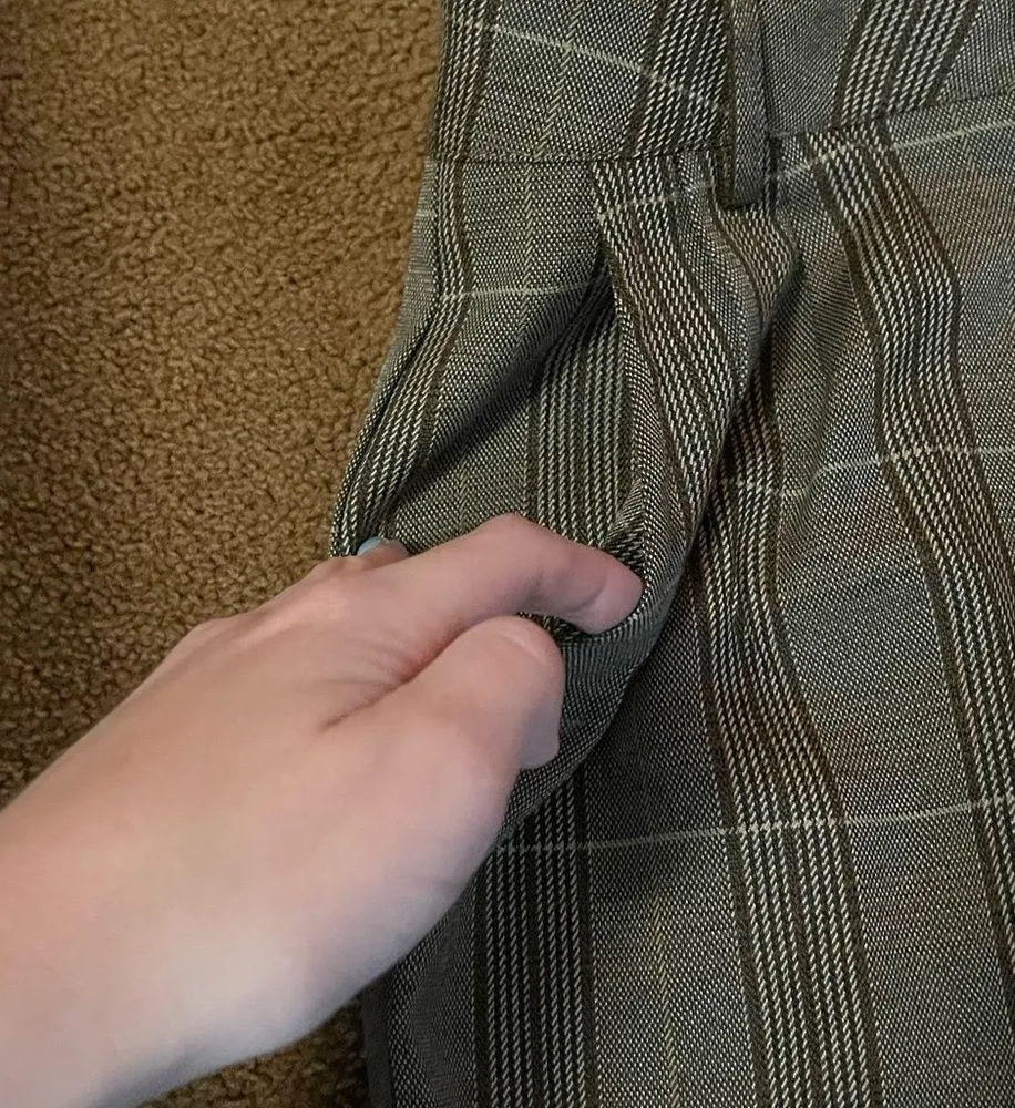 Brown plaid business casual work pants M petite - Image 6