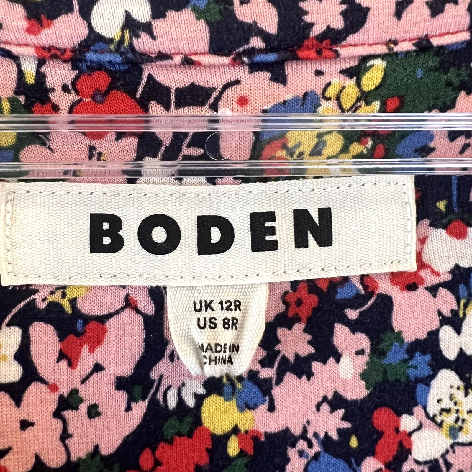 Boden Red Lily Hotched Jersey Midi Floral Dress size 8 Viscose - Image 6