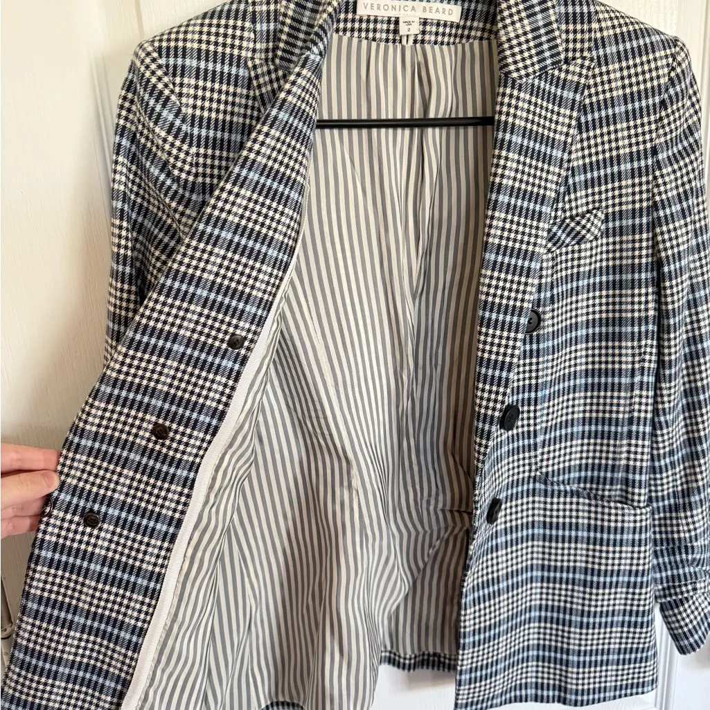Veronica Beard Caldwell Plaid Dickey Blazer - Image 7
