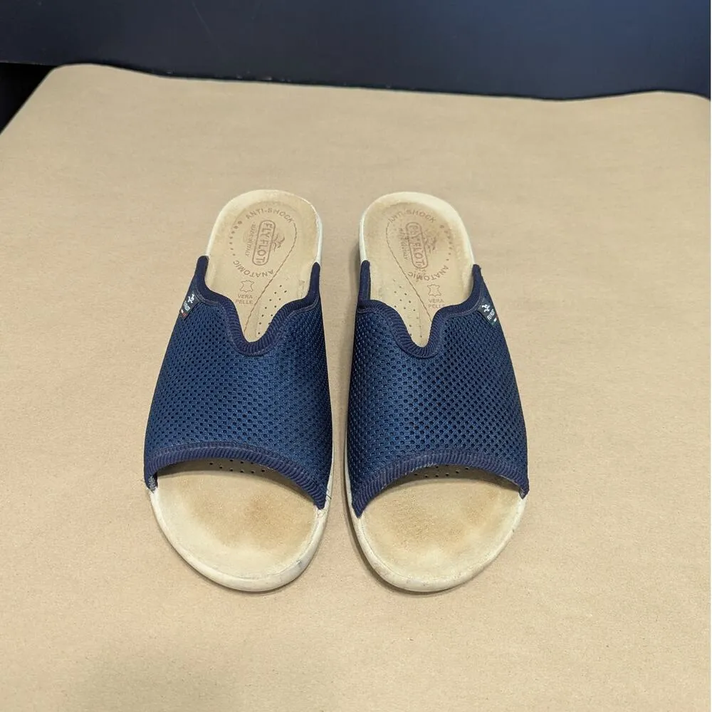 Fly Flot Navy Blue Mesh Comfort Sandals Slip On Mules Open Toe Cushioned SHoes Size 8 - Image 2
