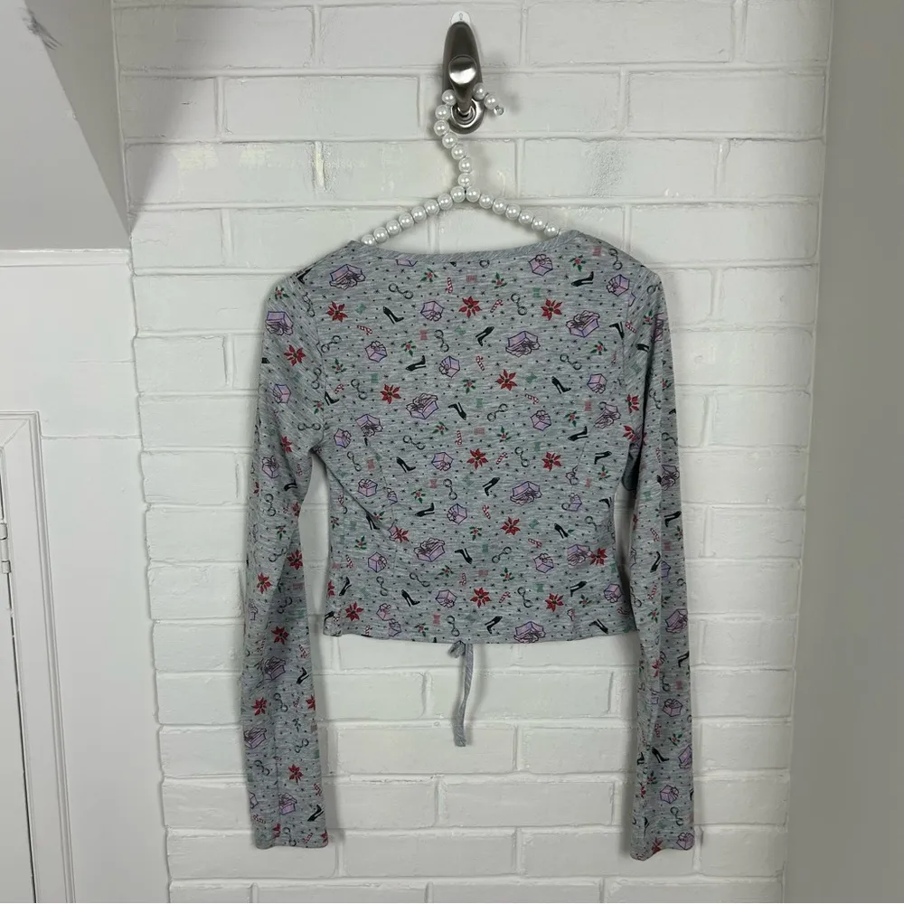 Savage X Fenty Tis The Savage Long Sleeve Sleep Shirt Size S Gray - Image 11