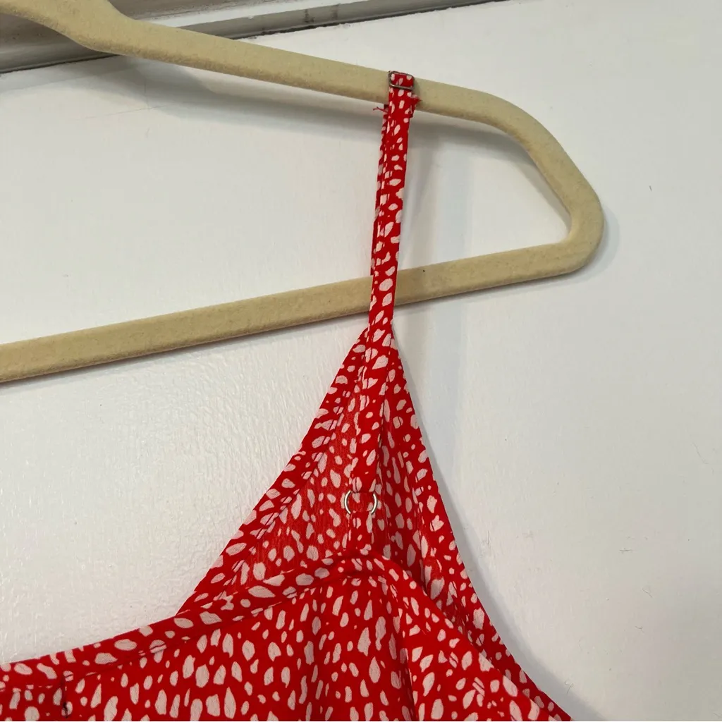 Nasty Gal Red spotted polka dot Spaghetti Strap Midi slip dress belted scarf - Image 8