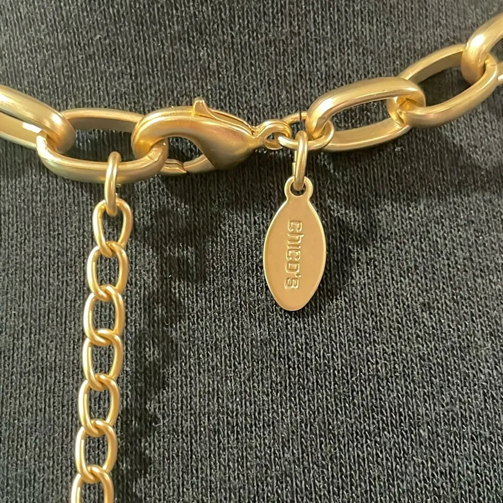 Boho beach gold tone Y-drop Mother of Pearl abalone shell contemporary necklace - Image 4