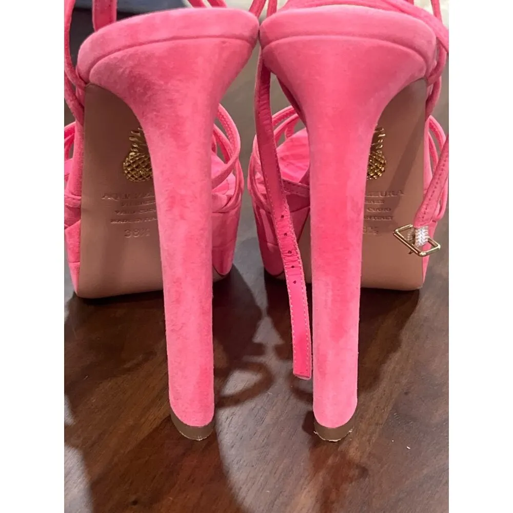 Aquazzura 130mm Flow Plateau Sandals Watermelon 38.5 With Box Pink High Heels Size 7.5 - Image 8