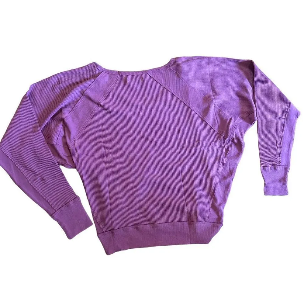 NWT Free People Thermal Womens Small Mulberry Santa Clara Shirt Top V Neck - Image 4