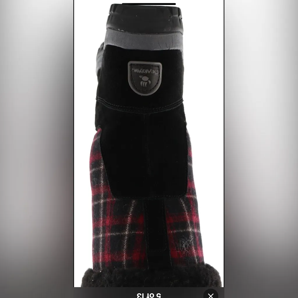 Bearpaw Women's Black and Red Plaid Winter Boots Size 9 Fleece Lined - Image 5