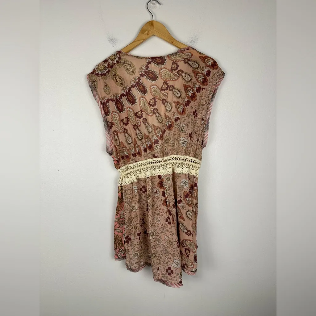 Free People Watching Waves Paisley Relaxed Beachy Costal Romper Sz L - Image 3