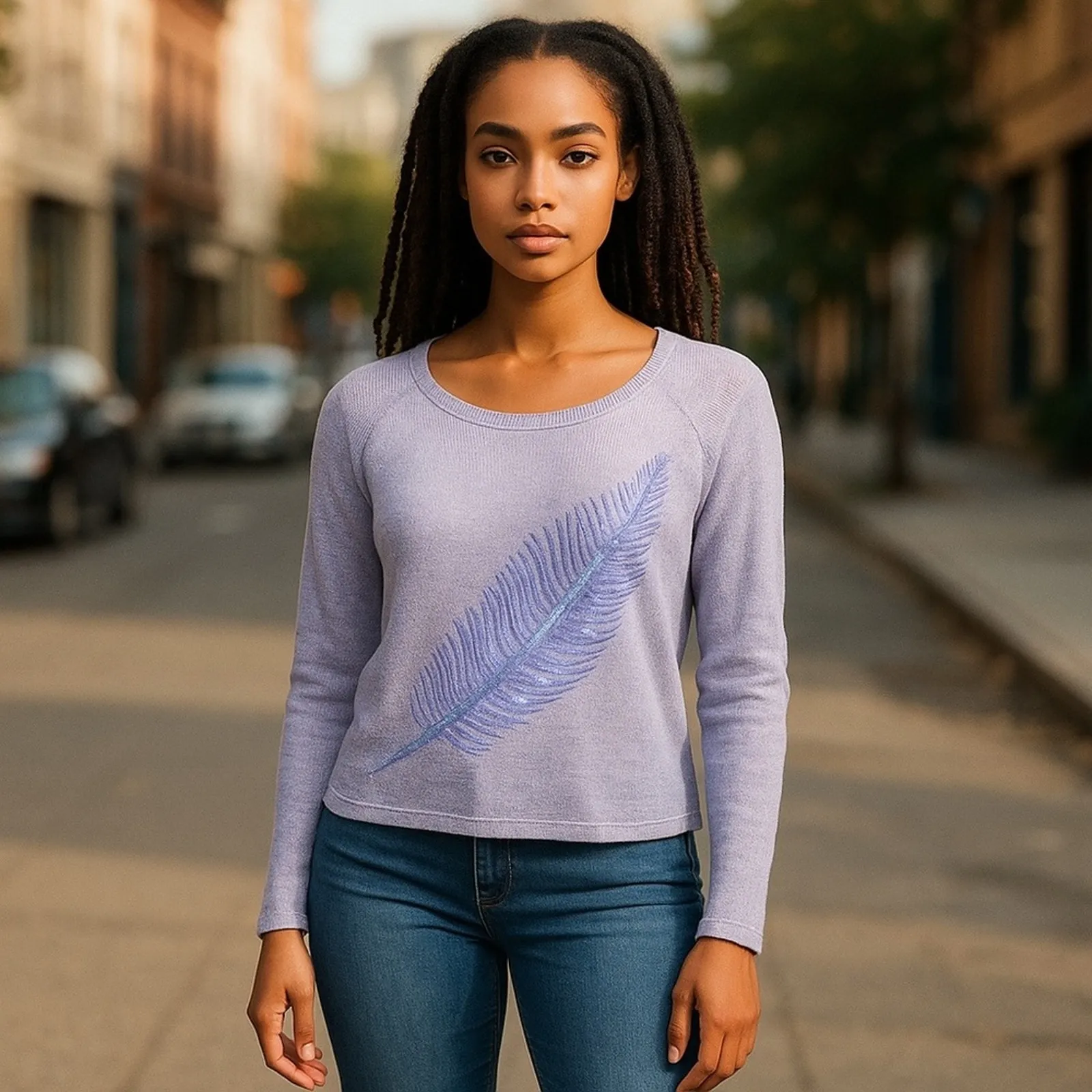 Aeropostale Sequin Feather Lightweight Purple Sweater L “Live Love Dream” - Image 8