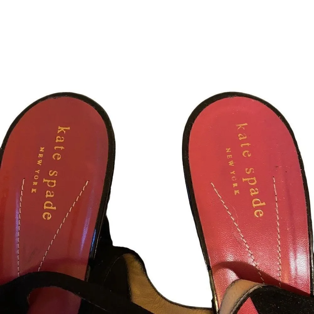 Kate Spade black patent leather heeled shoes size 10 made in Italy - Image 7