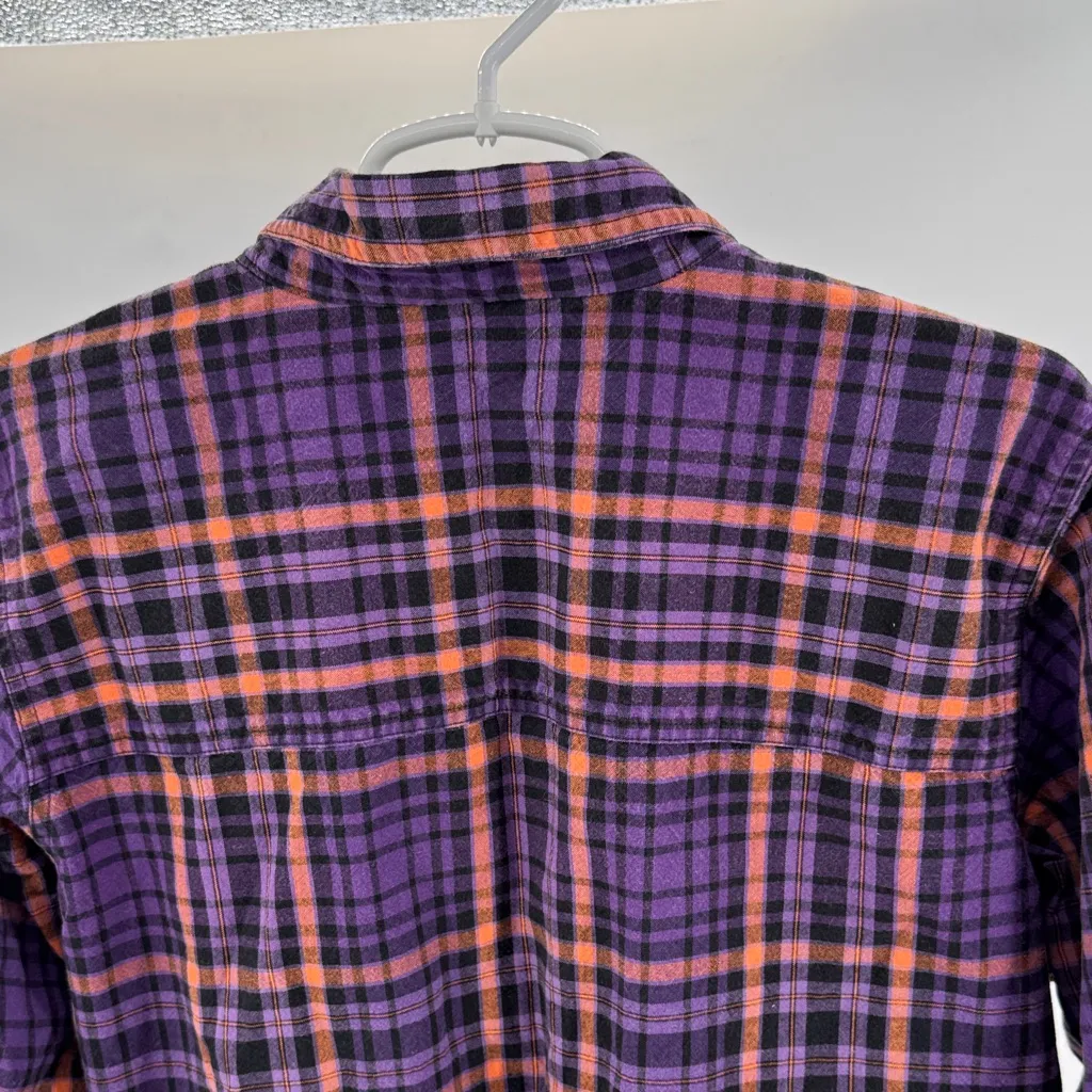 Krazy Kat Purple Orange Plaid Halloween embellished Button Down Shirt XXL bats - Image 3