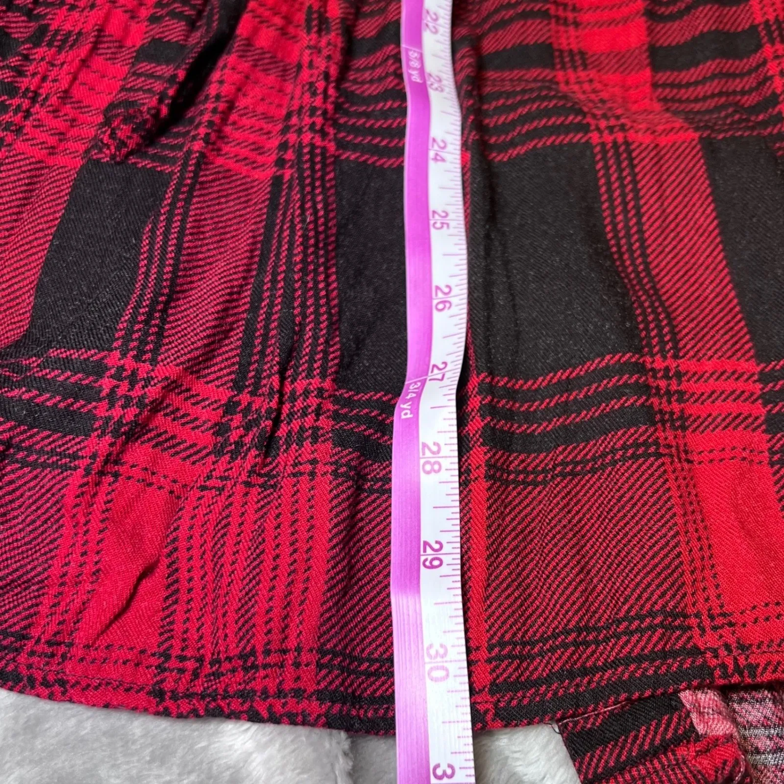 American Rag Cie Plaid Tunic Shirt or BabyDoll Dress Womens Large Red Black - Image 9