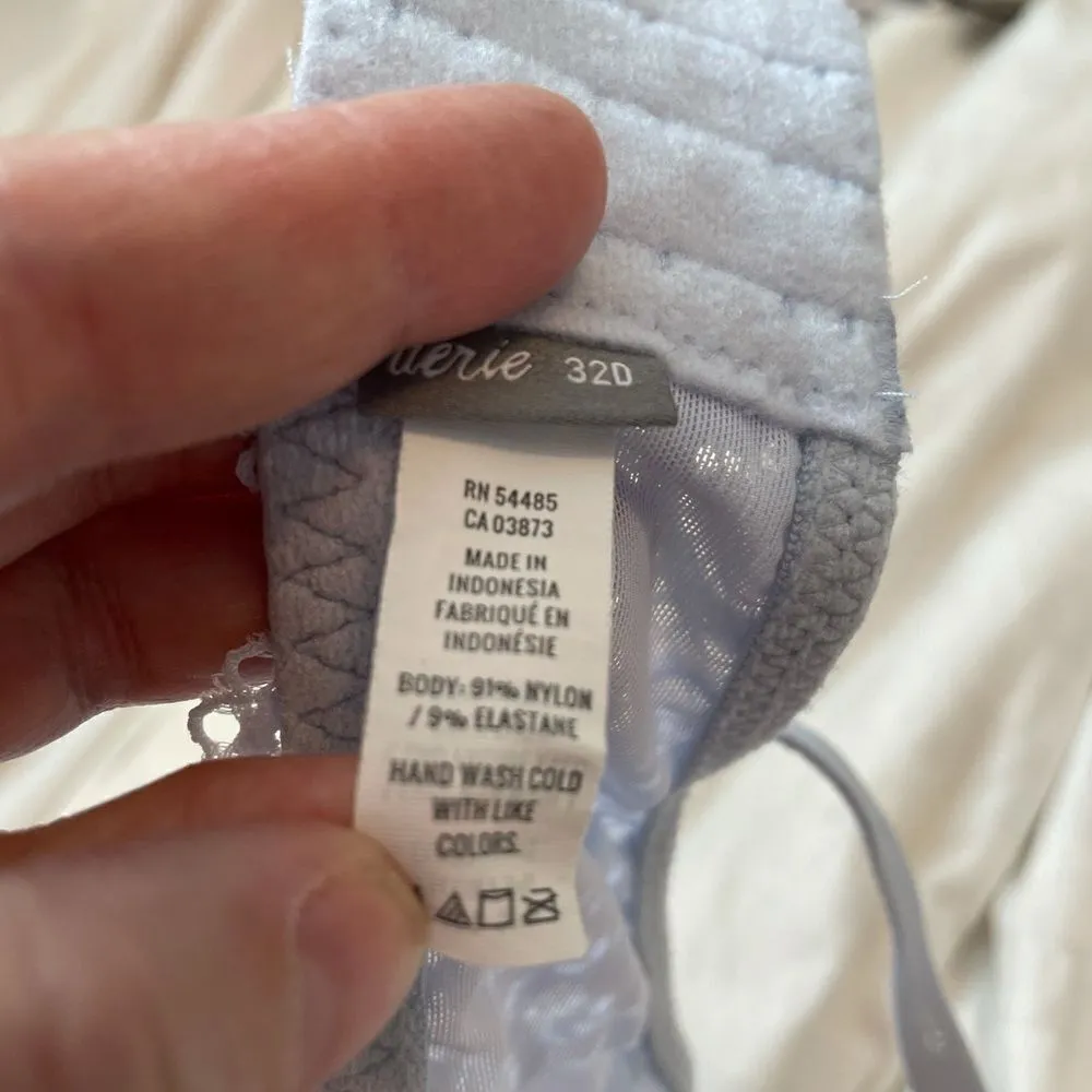 Aerie Lace Deep V Underwire Bralette Light Blue 32D - Image 13