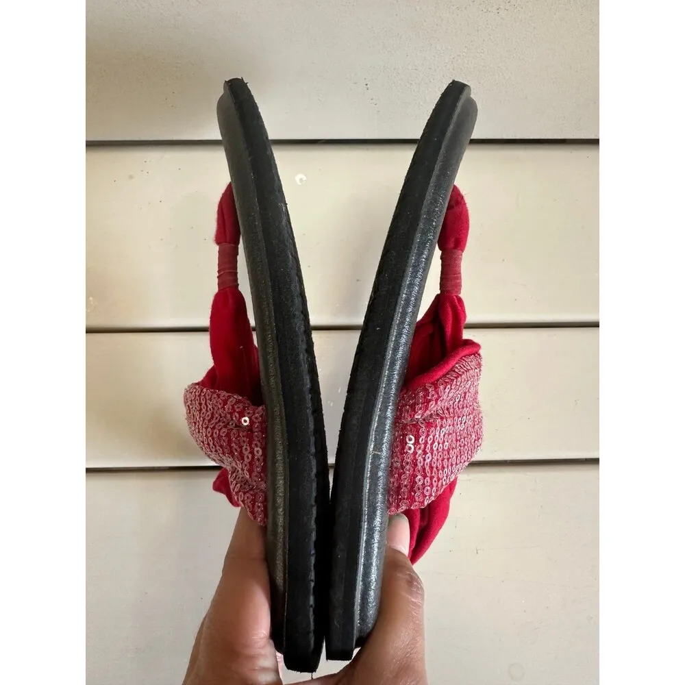 Sanuk Women's Yoga Two Way Stretch Knit Sling Sequins Scarlet Sandals 6 - Image 7