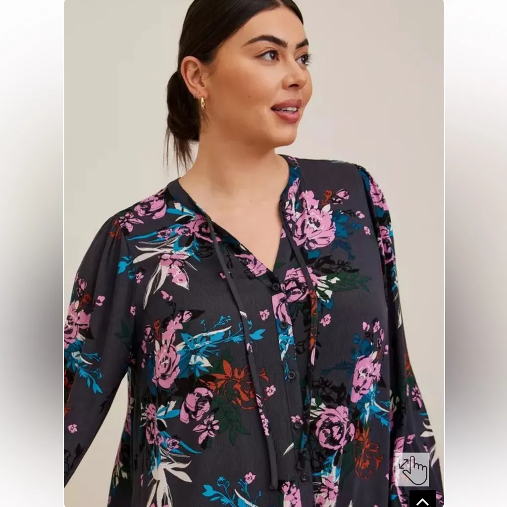 New Torrid Crinkle Gauze Button-Front Peasant‎ Top Size 4X - Image 4