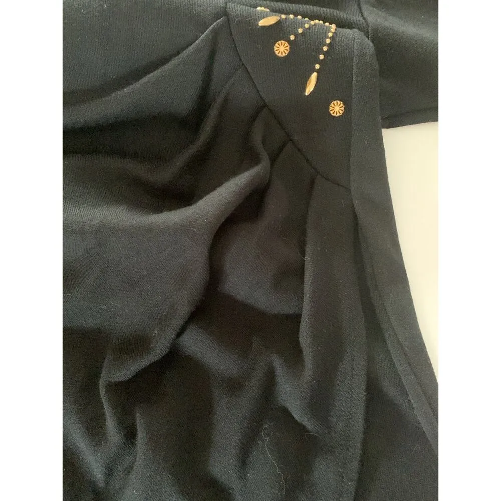 Vintage Paris sports club dress black gold woman’s size 7/8 long sleeve sunburst - Image 9