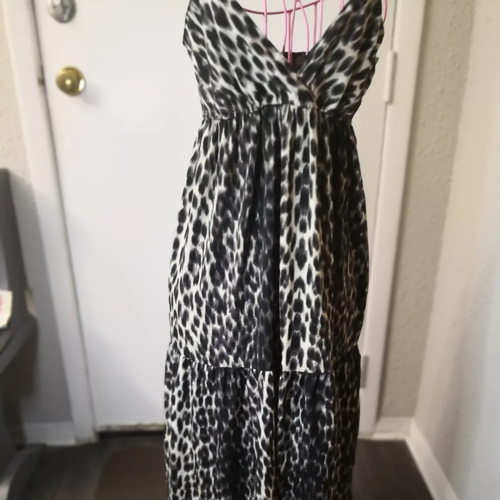 Speed Control New York Maxi Animal Print Dress S Casual Boho Mobwife Retro PinUp Black - Image 2