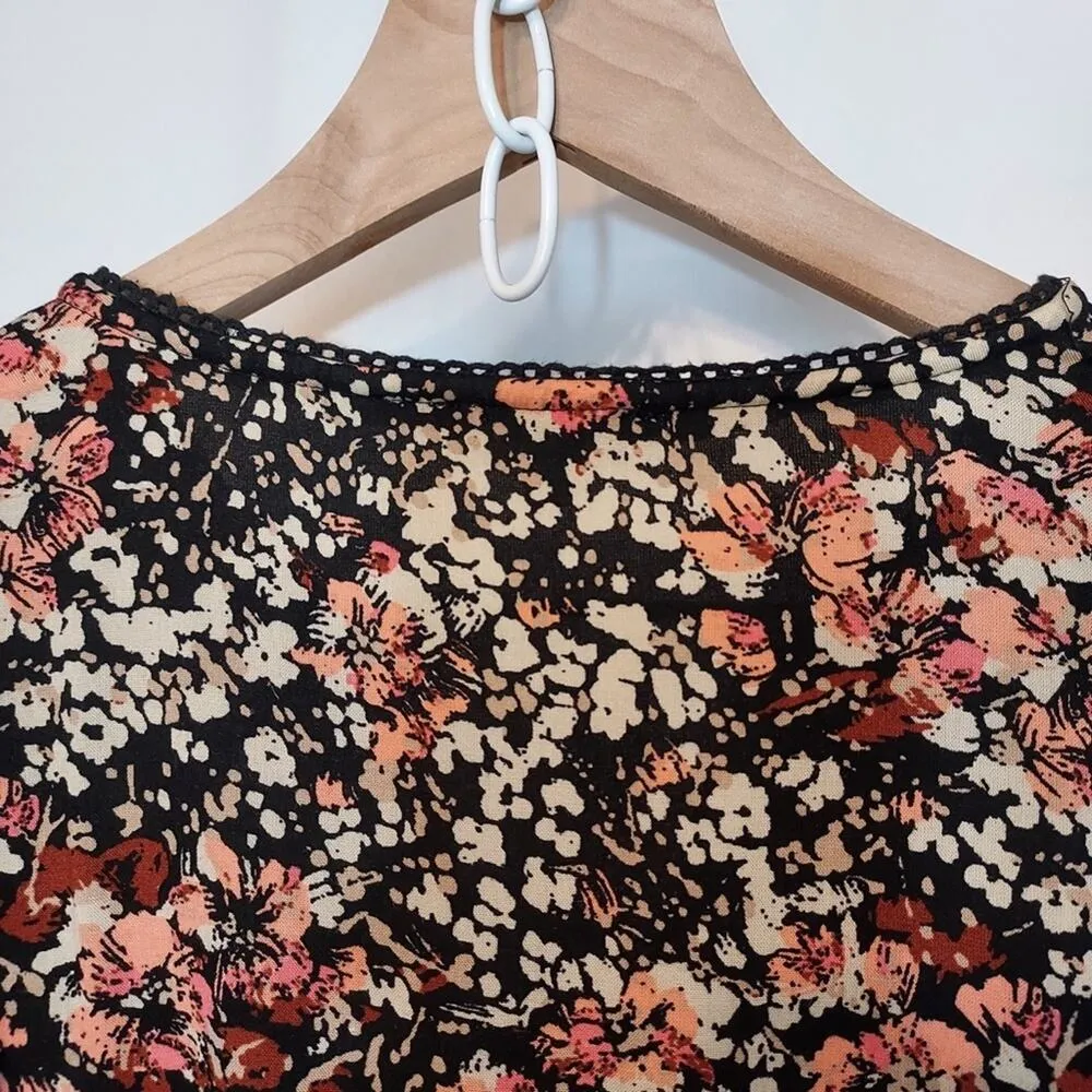 Fat Face Porth Blush Floral Dot Print Midi Long Sleeve Ruffle Lace V-Neck Dress - Image 11