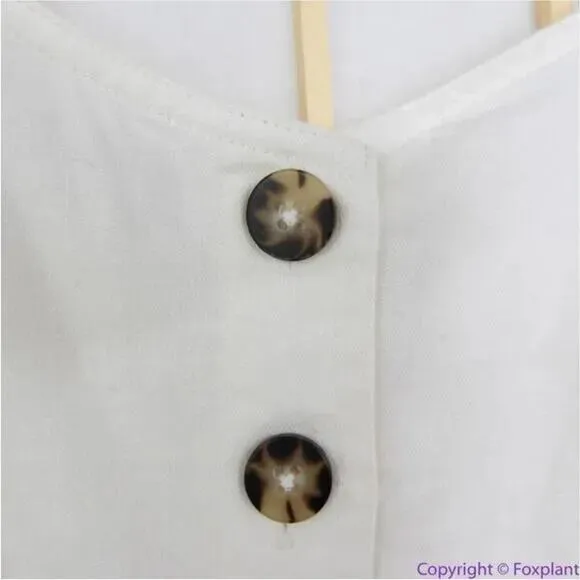 NEW Madewell‎ Linen-Cotton Puff-Sleeve Mini Dress, lighthouse, size 6 - Image 9