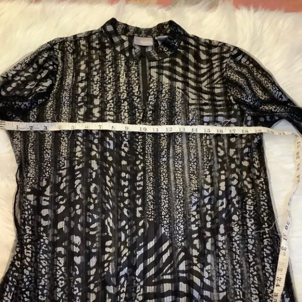 Chico's Chico’s Animal Print Sheer Striped Jacket Black 0 - Image 6