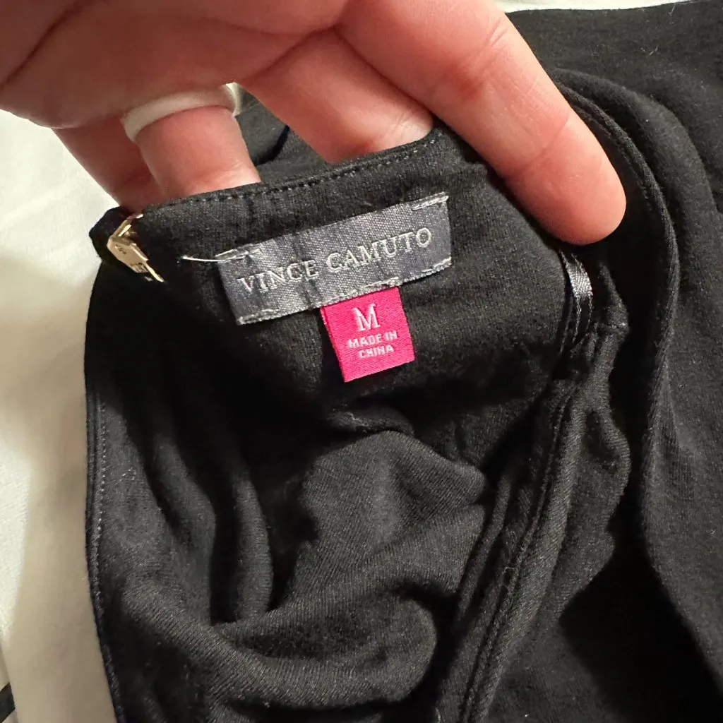 Vince Camuto Chiffon Overlay Tank Maxi Dress Size Medium Black White Sleeveless - Image 9