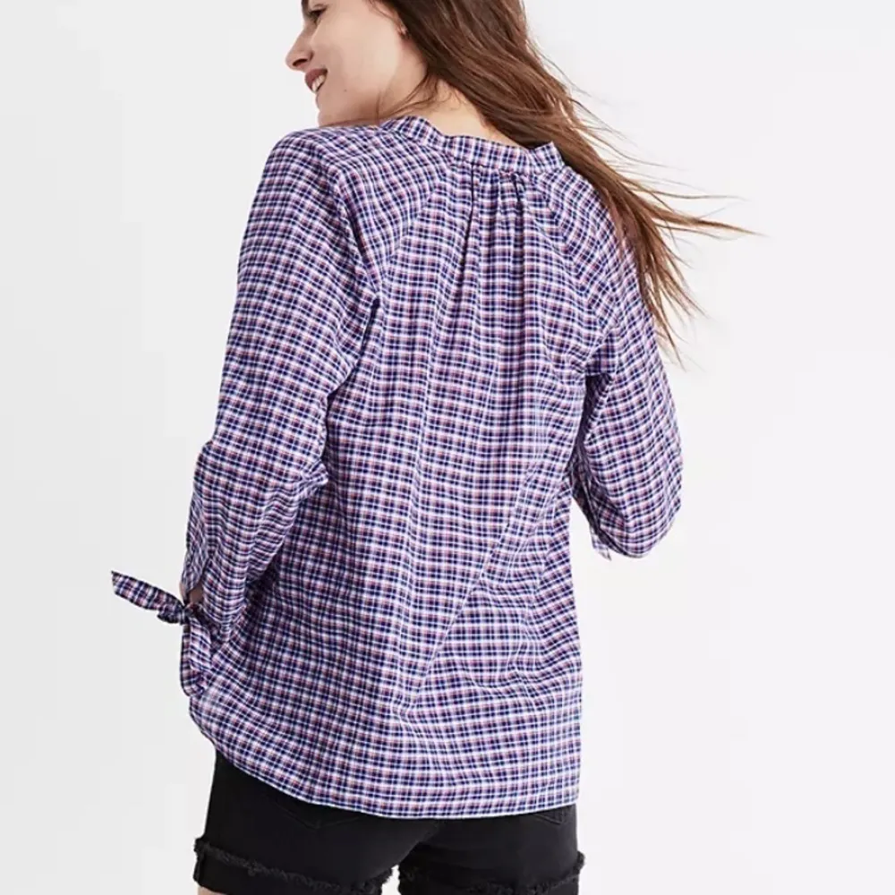 Madewell Tie Sleeve Popover in Whitby Plaid Size S - Image 3