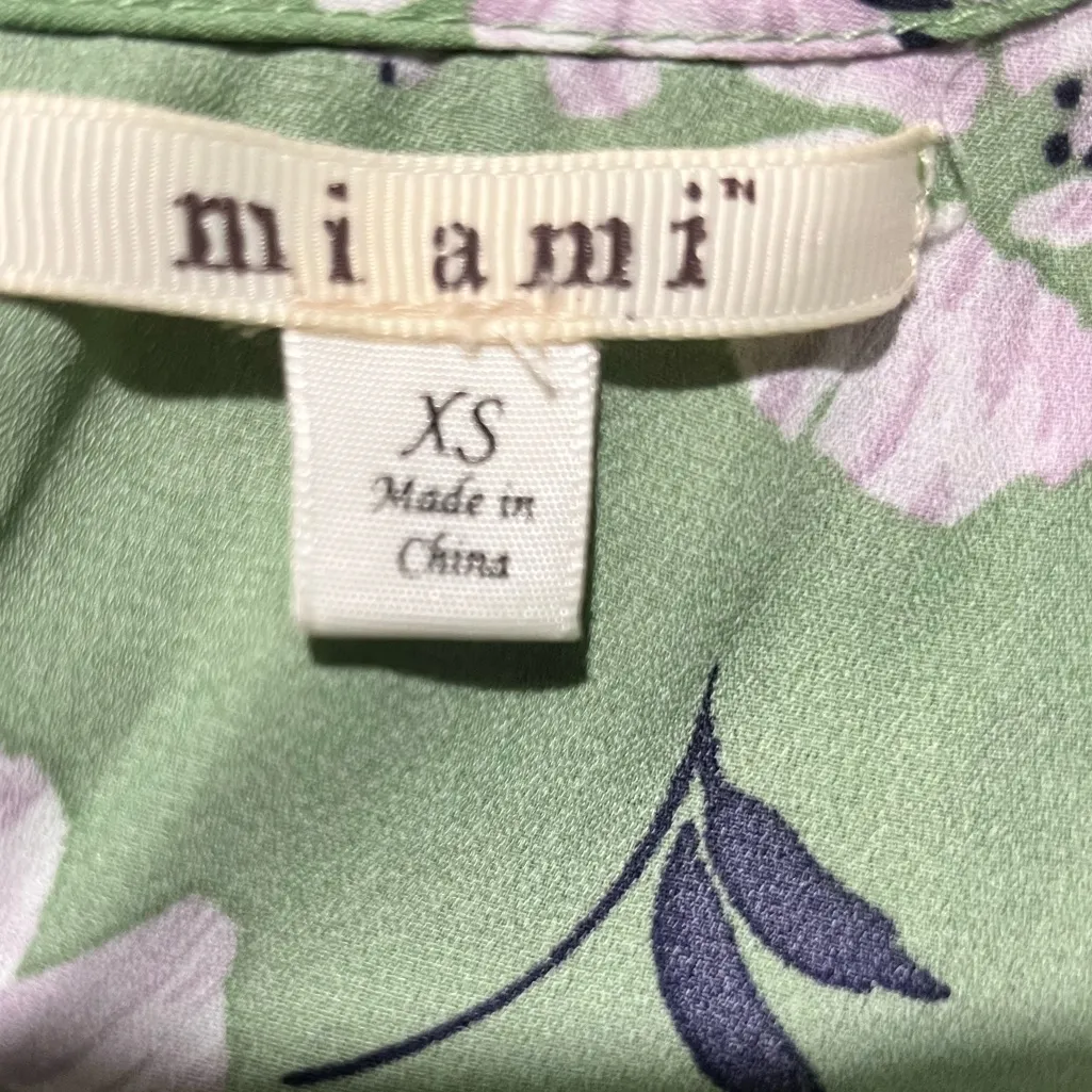 Miami Floral Print Long Sleeve Chiffon Romper Light Green Wide Leg Size XS - Image 10