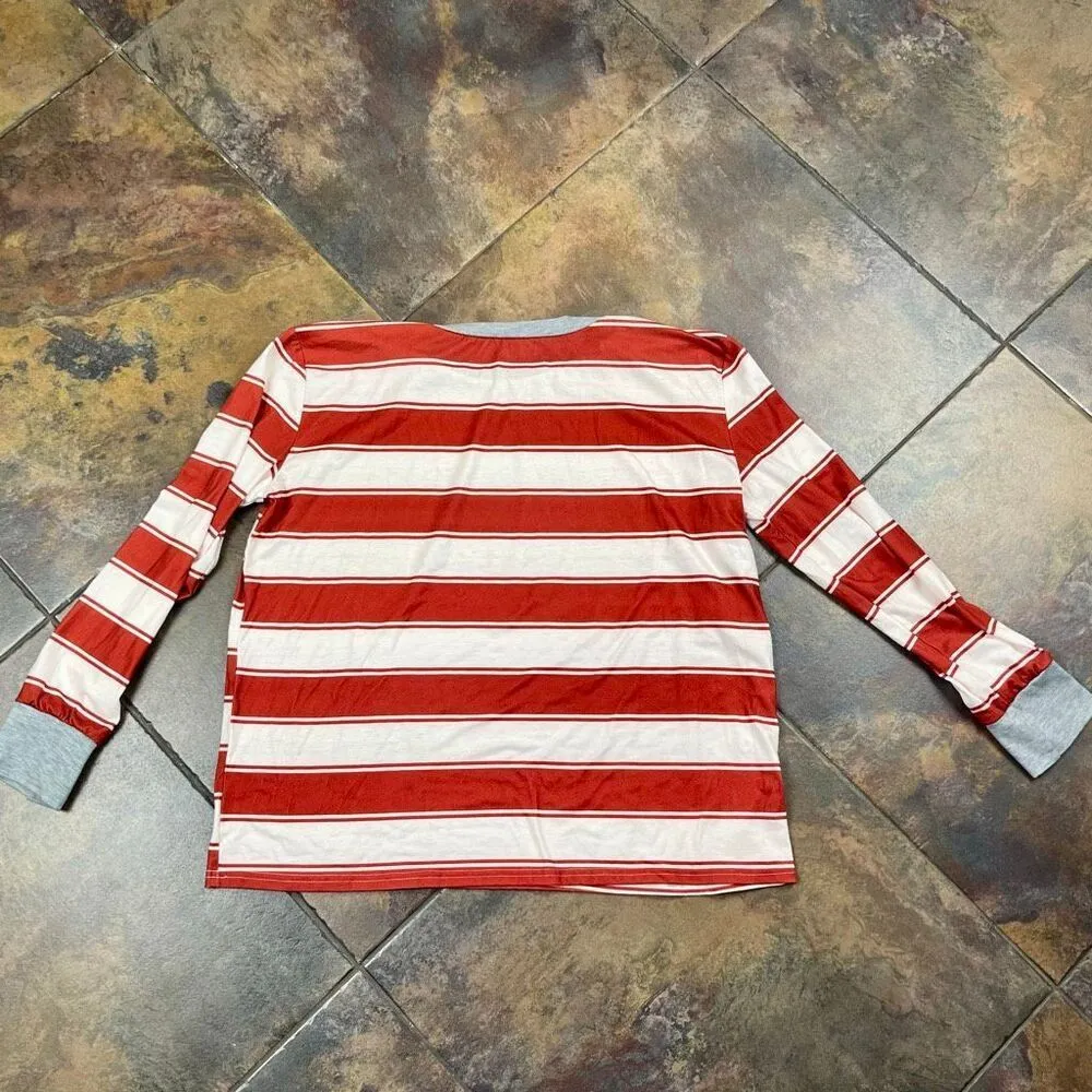 Women's Family Pajama Striped Xmas Christmas Matching Sleepwear Set 2XL Red Size XXL - Image 14