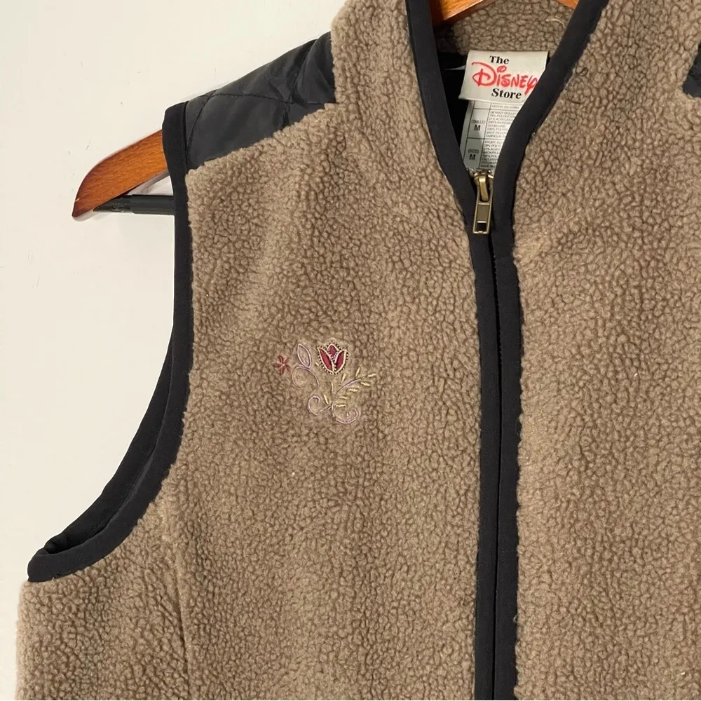 Winnie the Pooh vintage sherpa quilted full zip brown vest size M - Image 5