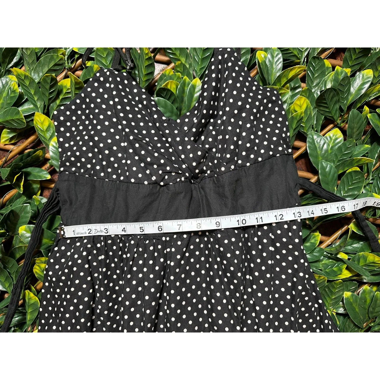 Vintage y2k derek heart 100% cotton black polka dot dress size large - Image 7