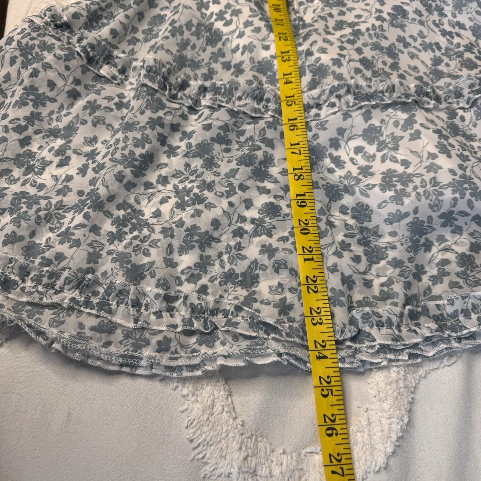 B Smart T Strap Sundress Size 13 Floral‎ Mini Babydoll Ruffles Blue & White - Image 14