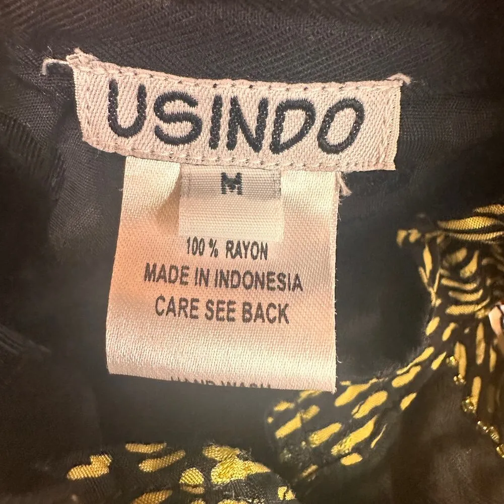 Usindo Asian Fan Rayon Button Up Blazer Blouse Size Medium - Image 7