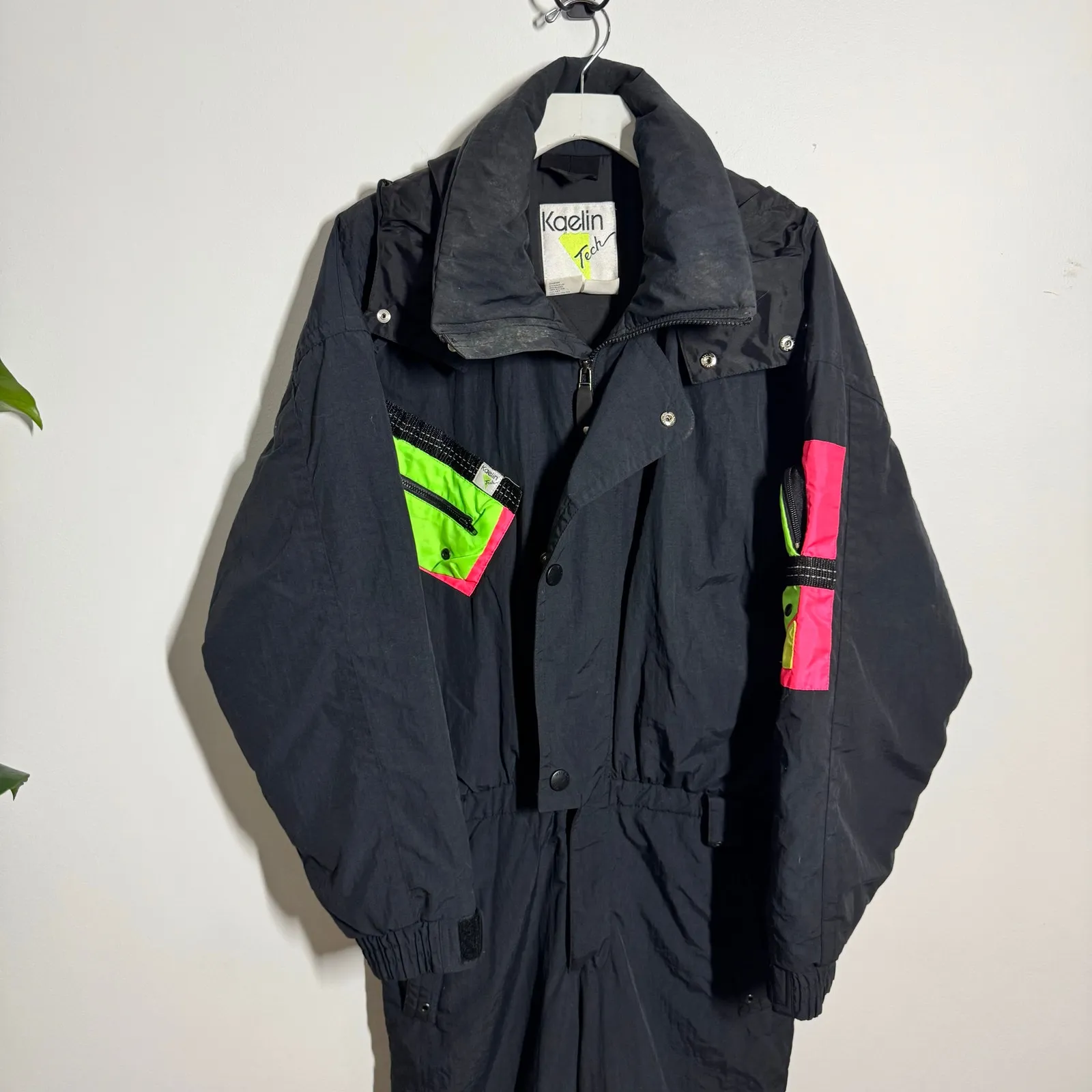 Kaelin Tech Ski Suite Women M Black Neon Pockets Vintage Retro 90s Sport Active Size M - Image 7