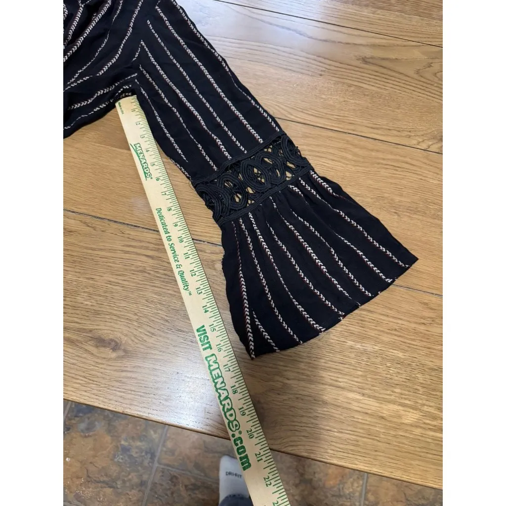 ODDY Women‎ Size Medium Crocheted Bell Sleeve Blouse Boho Hippie Peasant Rayon - Image 7