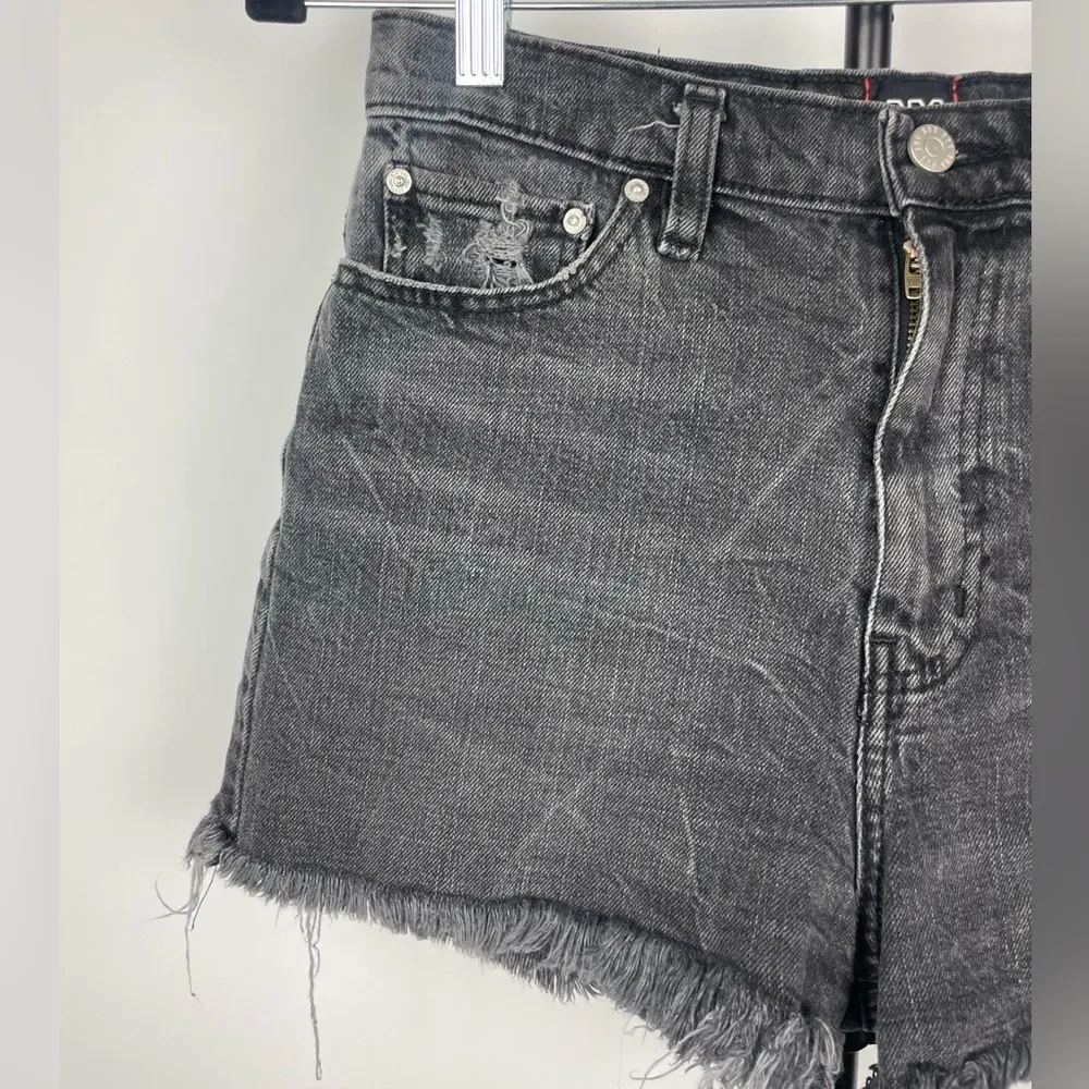 Urban Outfitters BDG Distressed Washed Black Girlfriend High Rise‎ Denim Shorts - Image 2