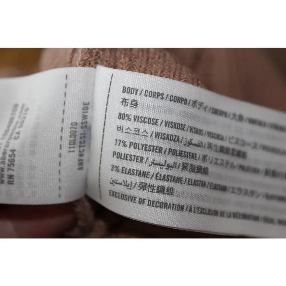 Womens Abercrombie & Fitch Tan Brown Ribbed Knit Elastic Loungewear Pants Size M - Image 6