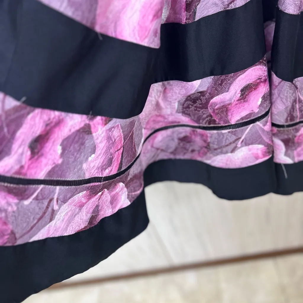 Cynthia Rowley Pink Floral Brocade Spliced Dress with Satin XXS - Image 5