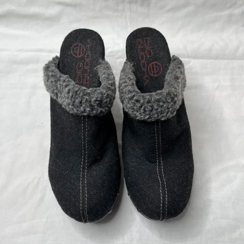 Big Buddha Womens Retro Studded Y2k Faux Shearling Trim Wool Clogs Size 9.5 M - Image 6